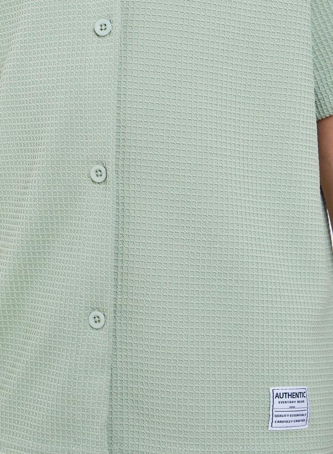 ستايلي مجموعة من شورت وبلوزة محبوكة بنمط وافل - Image 3